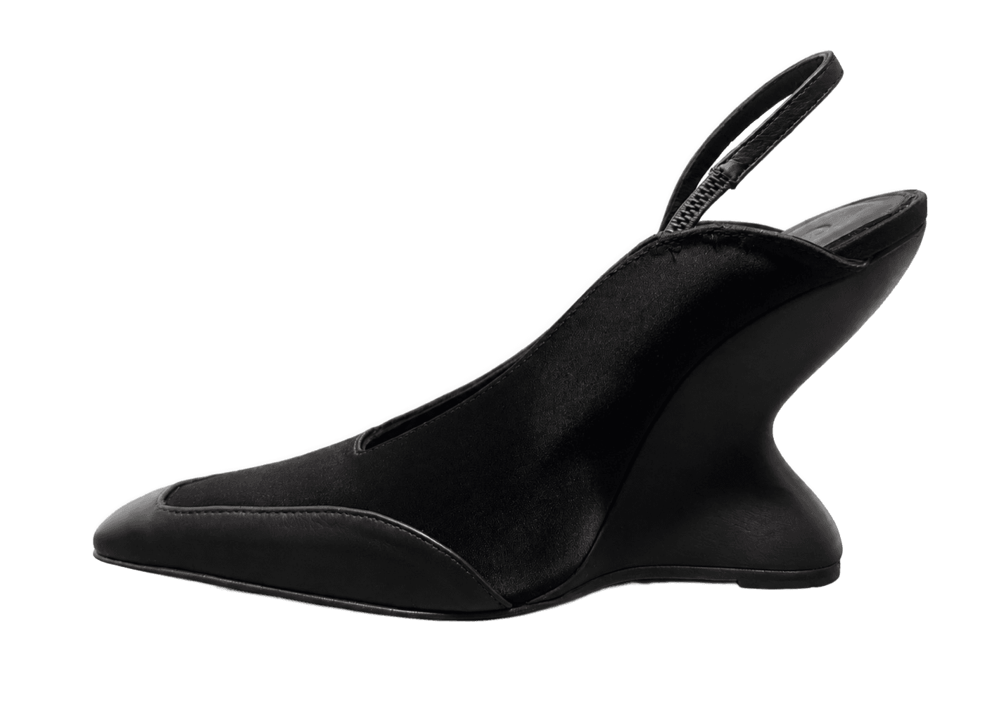 The Tess — a Szya black satin sculptural slingback heel